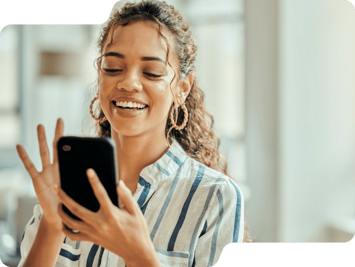 Woman smiling on phone