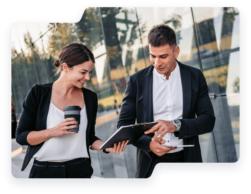 Colleagues looking at a tablet