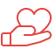 Hand holding heart icon.