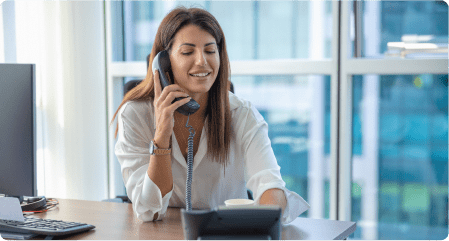 Woman smiling on phone